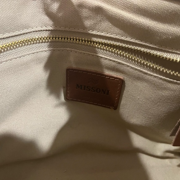 MISSONI Chevron-pattern small cotton-blend tote bag purse luxury vacation - Picture 16 of 16